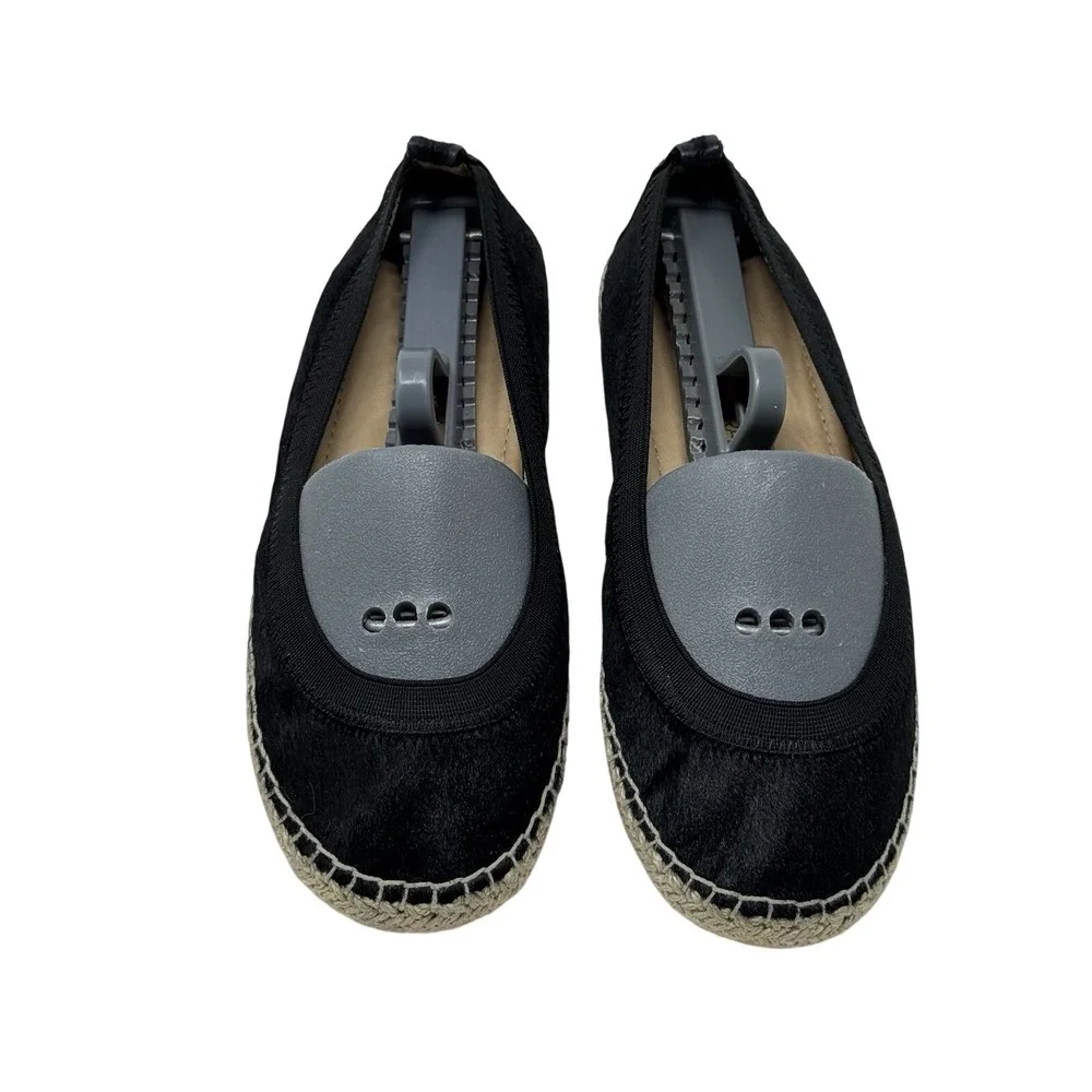 Yosi Samra Lara Womens 8 black Shoes Haircalf Espadrille Flats Foldable Ballet